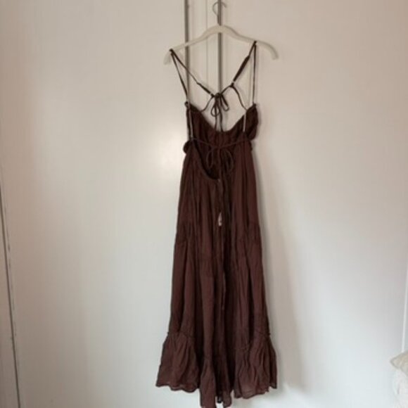 Free People Taking Sides Maxi Dress in Chocolate - Picture 3 of 4